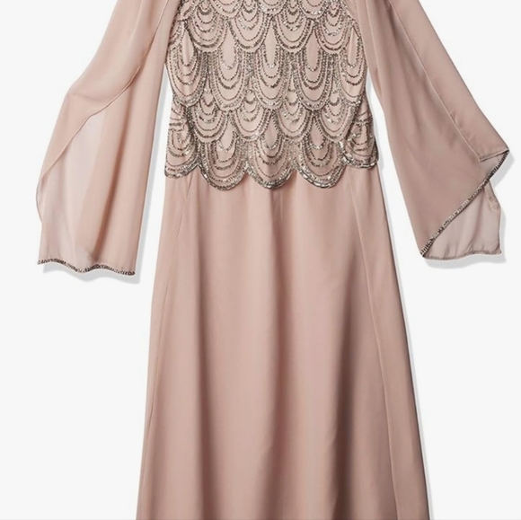 J kara Womens Sleeveless Beaded Pop Over Dress  with Scarf sz 10P NWT $209 - Picture 11 of 11